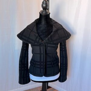 Alice + Olivia Cape Collar Cropped Plaid Wool Jacket